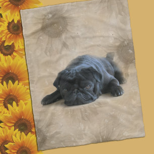 Schwarzer Mops-Liebhaber-Hund Fleecedecke