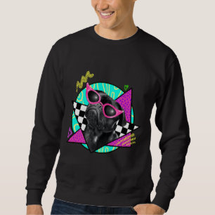 Schwarzer Mops mit rosa Sonnenbrille Klassischer T Sweatshirt