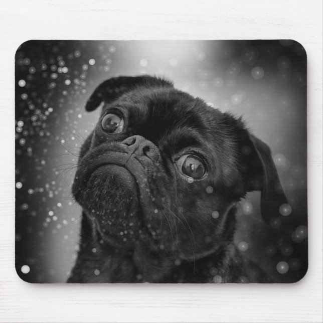 Schwarzer Mops Mousepad (Vorne)