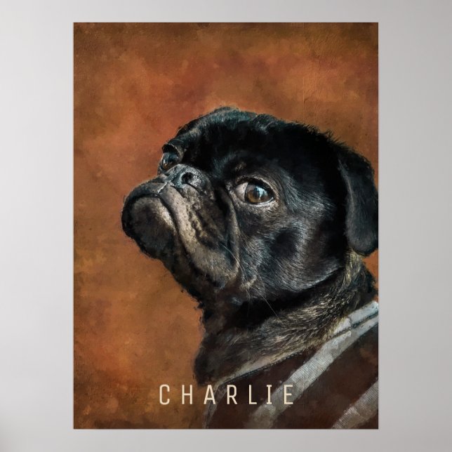 Schwarzer Mops Poster (Vorne)