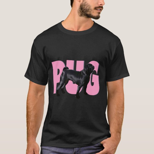 Schwarzer Mops - Rosa Mops Klassiker  429 T-Shirt (Vorderseite)