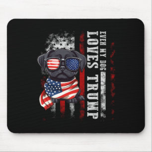 Schwarzer Mops sogar mein Hund Lieben Trump Funny Mousepad