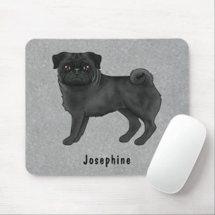 Schwarzer Mops süßer Cartoon-Hund mit individuelle Mousepad