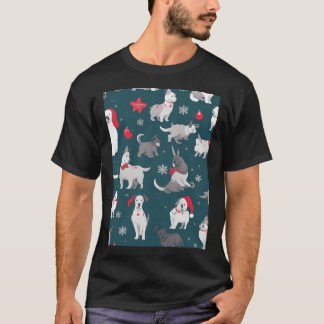 schwarzer Mops Weihnachten T-Shirt