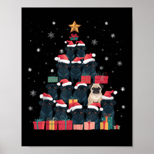 Schwarzer Mops Weihnachtsbaum Hund Weihnachten Wei Poster