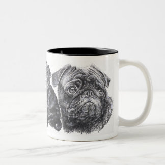 Schwarzer Mops Zweifarbige Tasse