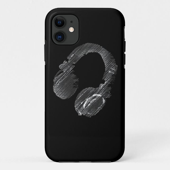 schwarzer Musikdiskjockeykopfhörer Case-Mate iPhone Hülle (Rückseite)