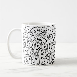Schwarzer Musiknoten auf weißer personalisierter Kaffeetasse