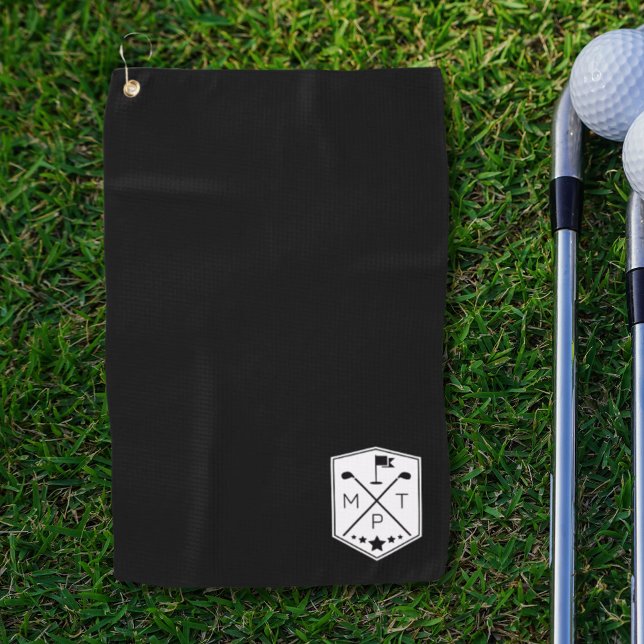 Schwarzer Name der Monogramm Personalisiert Golfhandtuch (Von Creator hochgeladen)