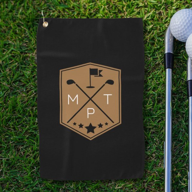 Schwarzer Name Monogram, Personalisiert Golfhandtuch (Von Creator hochgeladen)