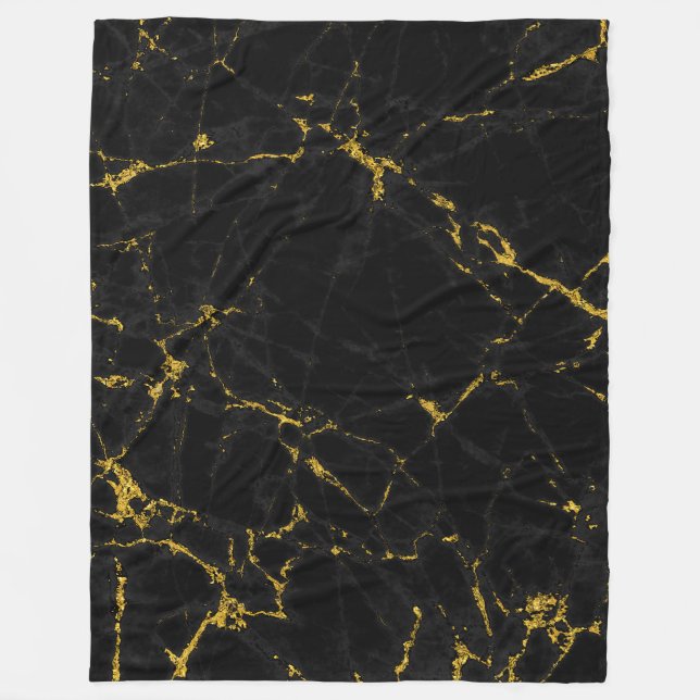 Schwarzer Naturmarmorstone Gold Akzent Fleecedecke (Vorderseite)