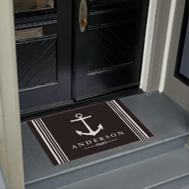 Schwarzer Nautiker Eleganter Weißer Anker | Person Fußmatte