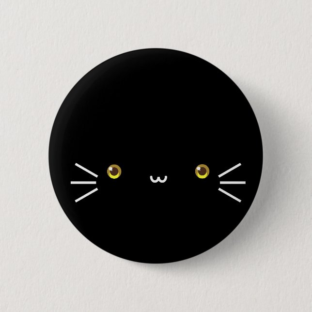 schwarzer neko Knopf Button (Vorderseite)