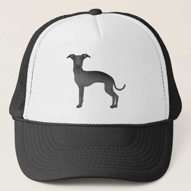 Schwarzer Niedlicher Grauhund Truckerkappe (Vorderseite)