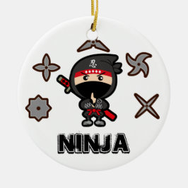 Schwarzer Ninja Junge Keramik Ornament