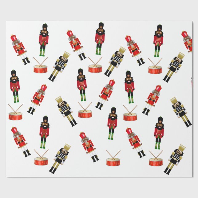 Schwarzer Nutcracker Weihnachtswrapper Geschenkpapier (Flach)