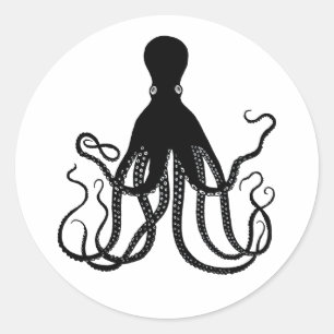 Schwarzer Oktopus Runder Aufkleber