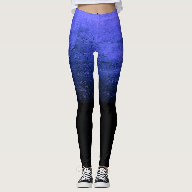 Schwarzer Ombré-Distressed-Textur - Indigo Leggings (Vorderseite)