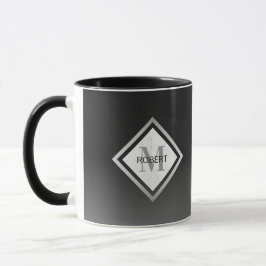 Schwarzer Ombre Silver Marble Mit Monogramm Tasse
