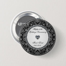Schwarzer Onyx-Art-Diamant-Hochzeitstag Button