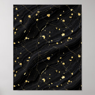 Schwarzer Onyx und Goldblatt-Marmor-Kunstposter Poster