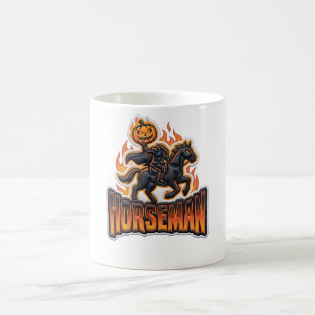Schwarzer Orange Kopfjäger Halloween Kaffeetasse (Mittel)