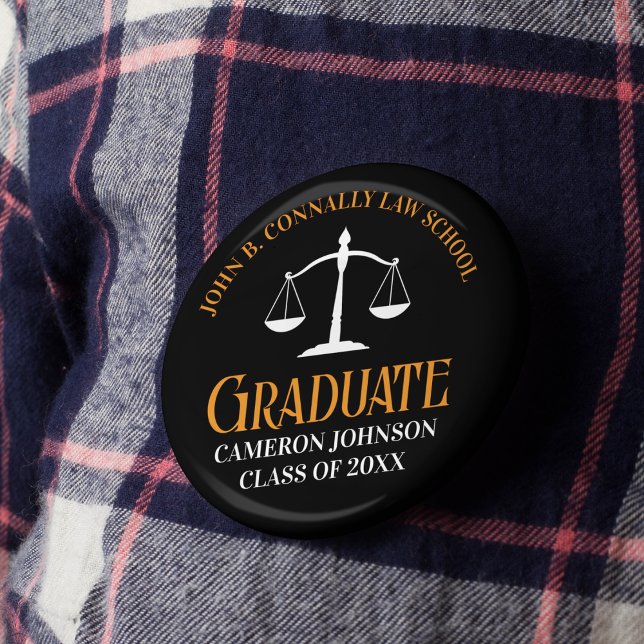 Schwarzer Orange Law School Abschluss Keepake Button (Von Creator hochgeladen)