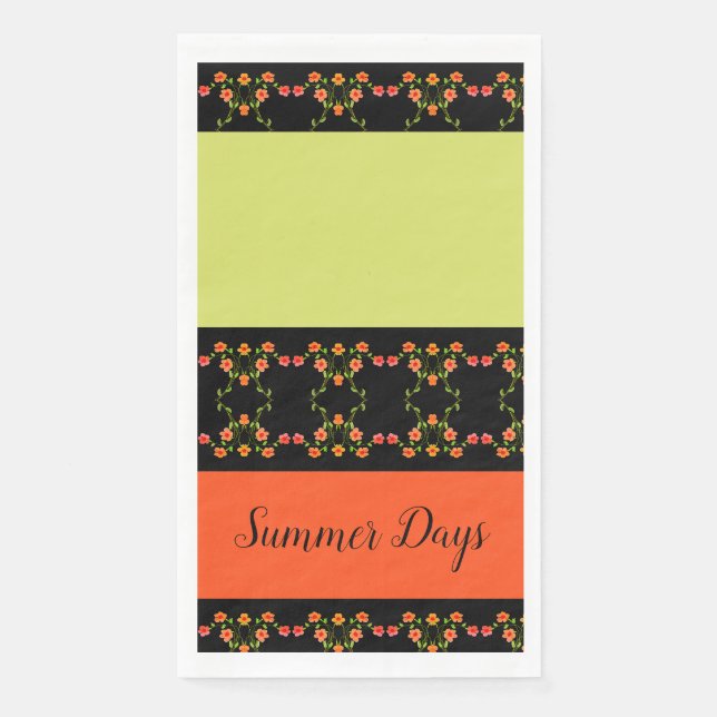 Schwarzer Orange und Gelb Serviette (Vorderseite)