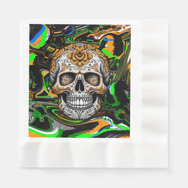 Schwarzer Orange und Zitronengrauer Zucker - Kunst Serviette (Vorderseite)