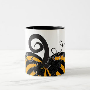 Schwarzer Orangen-Gestreifter Kürbis Chic Herbst  Zweifarbige Tasse