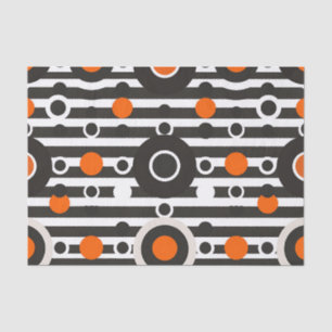 Schwarzer Oranger Retro-Kreis-Streifen Seidenpapier