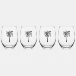 Schwarzer Palm Tree Glass Tumbler Weinglas Ohne Stiel