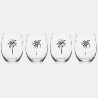Schwarzer Palm Tree Glass Tumbler Weinglas Ohne Stiel