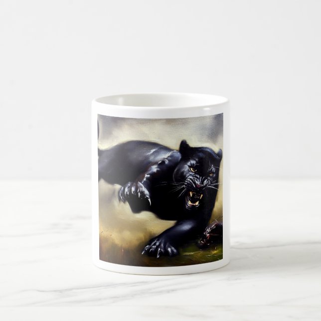 Schwarzer Panther (2) Wildkatze Kaffeetasse (Mittel)