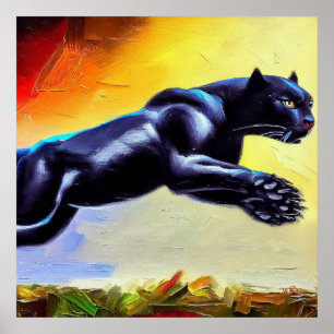 Schwarzer Panther (6) Wildkatze Poster
