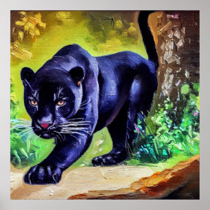 Schwarzer Panther (8) Wildkatze Poster