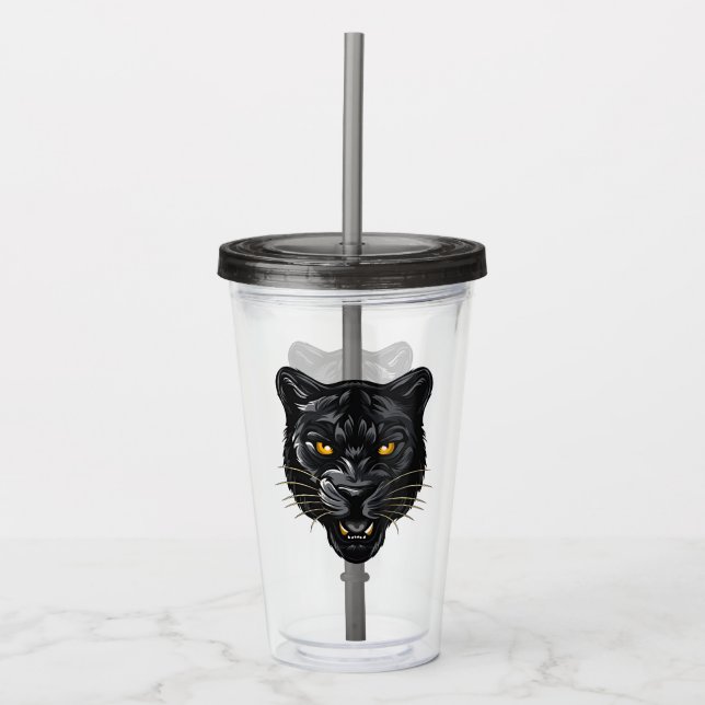 Schwarzer Panther Acryltrinkbecher (Vorderseite)