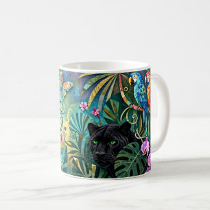 Schwarzer Panther Afrika Fröhlicher Collage-Stil D Kaffeetasse