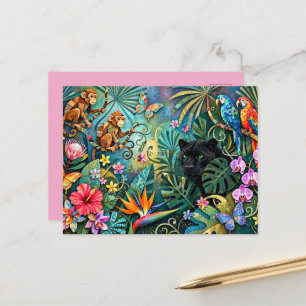 Schwarzer Panther Afrika Fröhlicher Collage-Stil D Postkarte