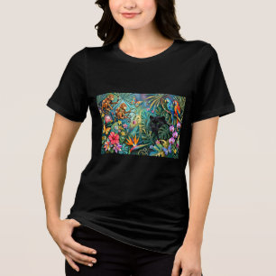 Schwarzer Panther Afrika Fröhlicher Collage-Stil D Tri-Blend Shirt