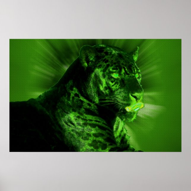 Schwarzer Panther auf Green Poster (Vorne)