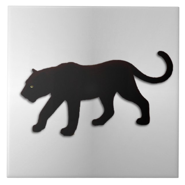 Schwarzer Panther auf Silber Fliese (Vorderseite)