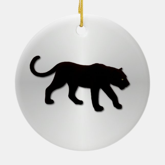 Schwarzer Panther auf Silber Keramik Ornament (Hinten)