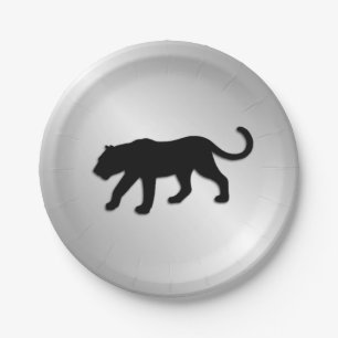 Schwarzer Panther auf Silber Pappteller