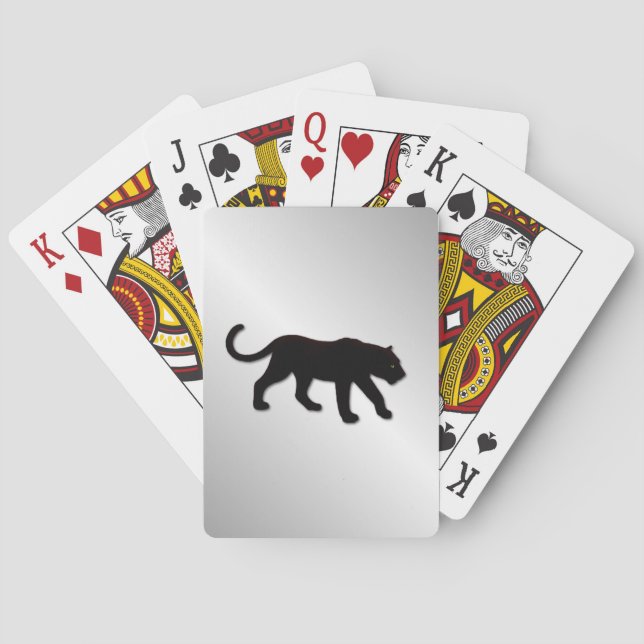Schwarzer Panther auf Silber Spielkarten (Rückseite)
