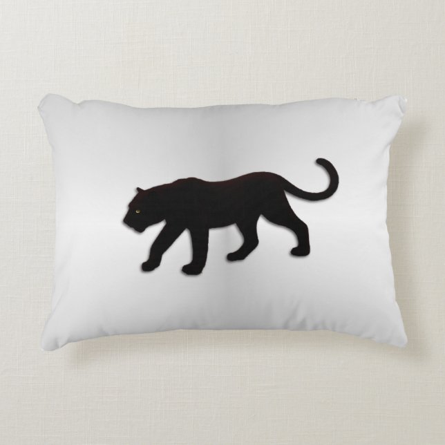 Schwarzer Panther auf Silber Zierkissen (Vorderseite)