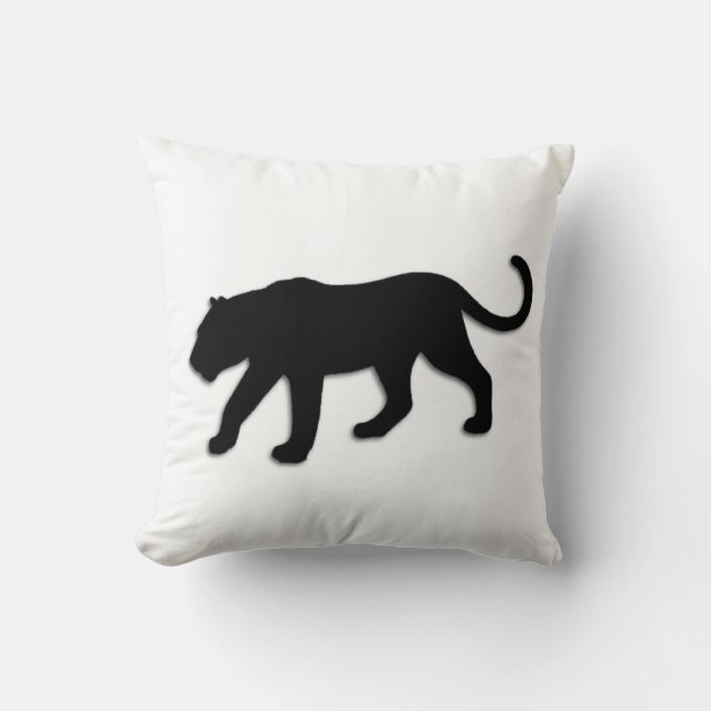 Schwarzer Panther auf Weiß Kissen (Vorderseite)