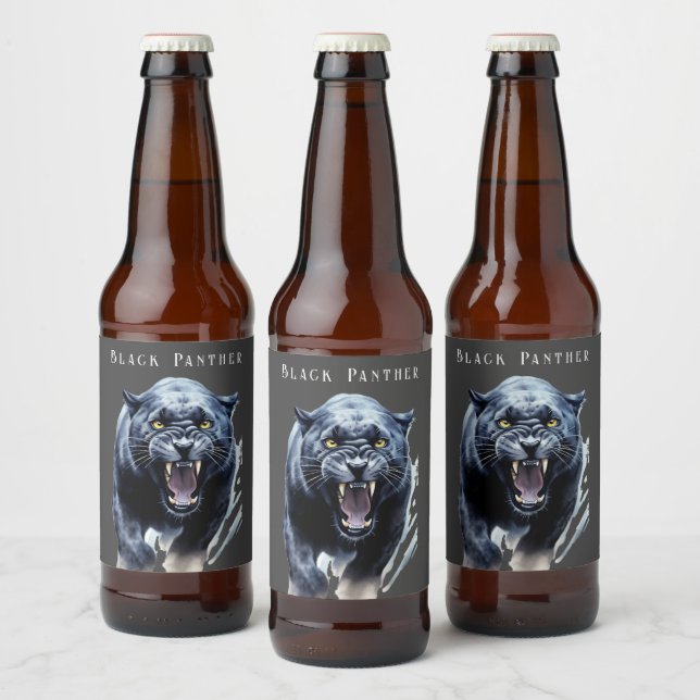 Schwarzer Panther Bierflaschenetikett (Flaschen)