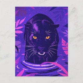 Schwarzer Panther Crouching in einem Fluss Postkarte
