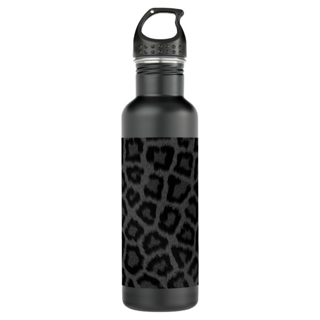 Schwarzer Panther-Druck Edelstahlflasche (Vorderseite)